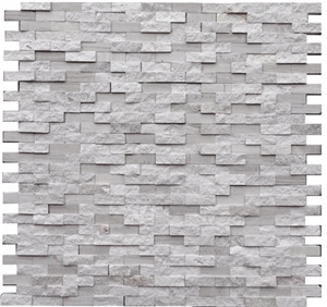 White Oak Silver Cream Splitface Small Brick Marble Mosaic Tile,White Oak Silver Cream Floor Wall Mosaic,White Oak, White Wood Vein, Athen Grey Marble, Grey Wood Vein Marble