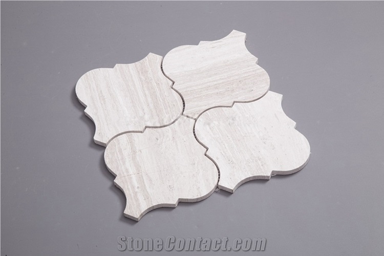 Wooden Grain White Marble Lantern Mosaic Tiles, White Wood Vein Arabesque Mosaic Tiles, Athen Grey Marble, Grey Wood Vein Marble