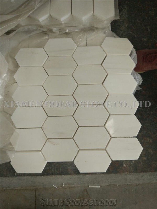 Bianco Carrara White Marble Hexagon Mosaic Tile,Herringbone Mosaic Bathroom Floor Covering,Wall Panel Interior Stones Pattern