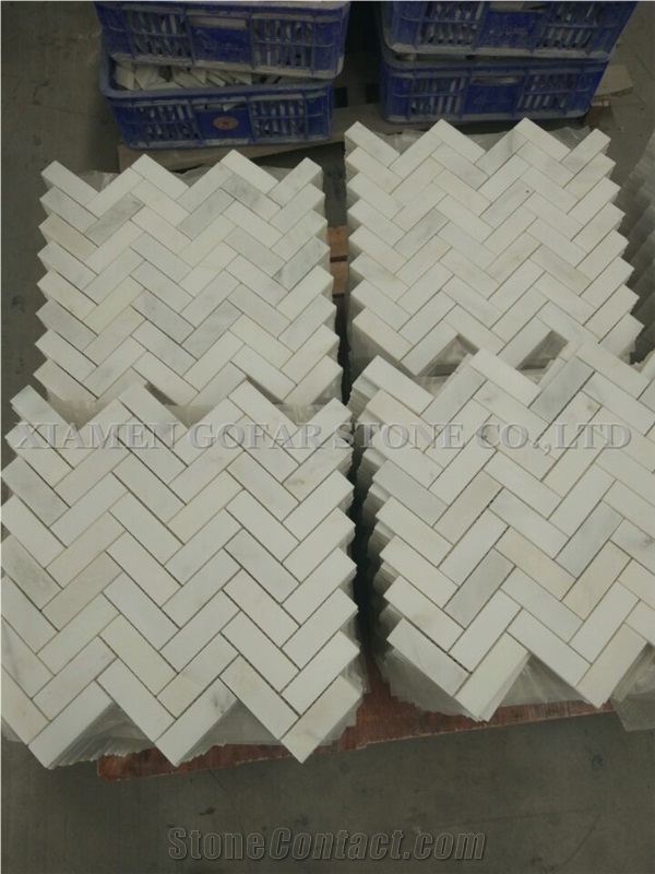 Bianco Carrara White Marble Polished Basketweave Mosaic For