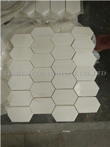 Bianco Dolomite Marble Polished Hexagon Mosaic for Bathroom Floor Covering,Kitchen Backsplash,Interior Mosaic Pattern Tile