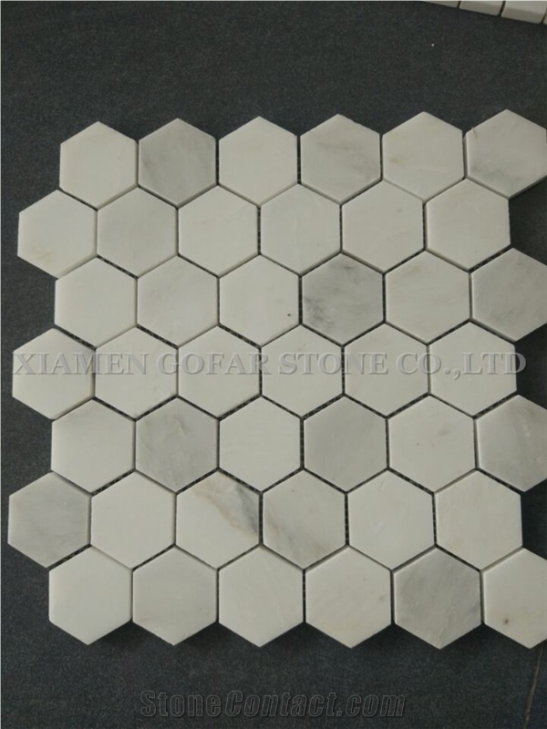 Bianco Dolomite Marble Polished Hexagon Mosaic for Bathroom Floor Covering,Kitchen Backsplash,Interior Mosaic Pattern Tile