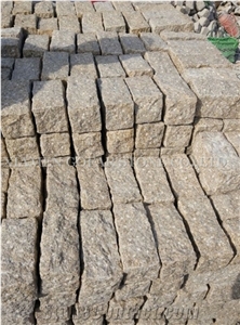 Factory Price G682 Yellow Road Pavers,Padang Giallo Rust Granite Cube Stone & Brick Pavers Stones,Driveway Paving Sets on Mesh,Landscaping Stone