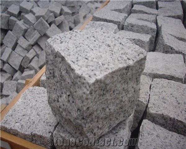 G603 Granite Cube Stone,China Bianco Sardo Grey Sesame Granite Cobble Stone, Padang Grey Granite Paving Stone Gofarstone