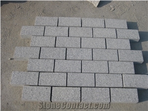 G603 Granite Cube Stone,China Bianco Sardo Grey Sesame Granite Cobble Stone, Padang Grey Granite Paving Stone Gofarstone
