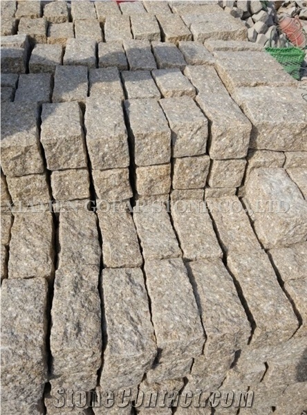 G682 Cubestone Packing Show Road Pavers,Padang Giallo Rust Granite Cube Stone & Brick Pavers Floor Pavers,Driveway Paving Sets,Landscaping Stone