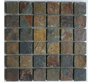 Mosaic Stone Tile Bathroom in Slate Stone