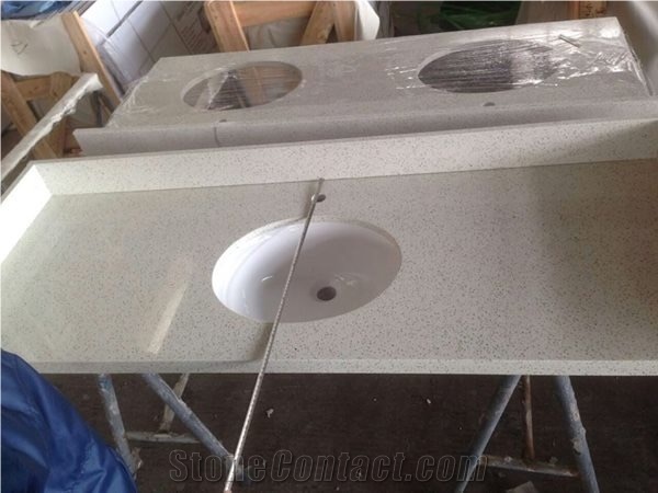 White Artificial Quartz Countertop, Vanity Top