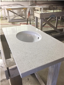 White Artificial Quartz Countertop, Vanity Top