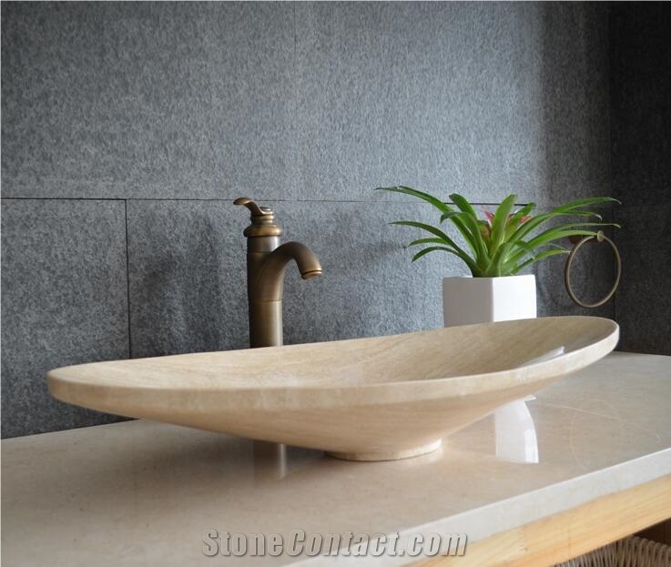 Beige Travertine Oval Basin,Natural Stone Basin, Kitchen Sinks, Bathroom Sinks, Wash Bowls,China Hand Made Bathroom Washing Basin,Counter Top and Vanity Top Sink, Own Factory with Ce