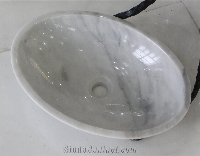 Bianco Carrara White Marble,Natural Stone Basin, Kitchen Sinks, Bathroom Sinks, Wash Bowls,China Hand Made Bathroom Washing Basin,Counter Top and Vanity Top Sink, Own Factory with Ce
