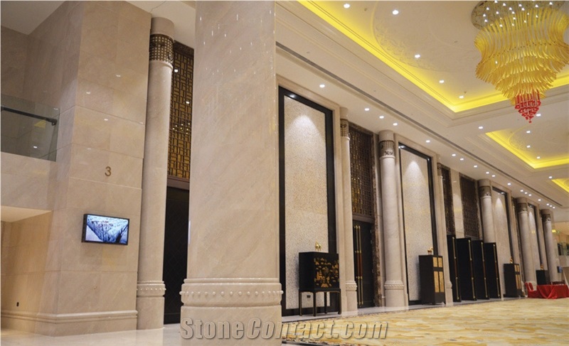 Angel Beige Marble Cream Stone Slab For Hotel Project Use