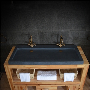 Black Basalt Basin,Polished Stone Sinks,Bathroom Sinks,Rectangle Stone Sinks,Double Wash Basin,China Material Vessel Sinks