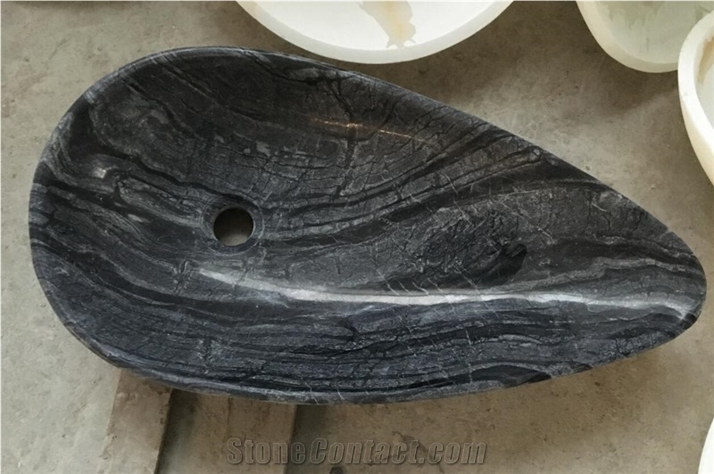Black Wooden Marble Oval Basin,Natural Stone Basin, Kitchen Sinks, Bathroom Sinks, Wash Bowls,China Hand Made Bathroom Washing Basin,Counter Top and Vanity Top Sink, Own Factory with Ce