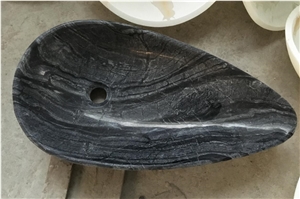 Black Wooden Marble Oval Basin,Natural Stone Basin, Kitchen Sinks, Bathroom Sinks, Wash Bowls,China Hand Made Bathroom Washing Basin,Counter Top and Vanity Top Sink, Own Factory with Ce