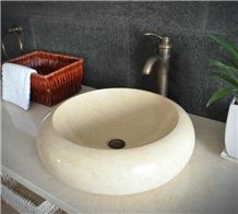 Botticino Classico Beige Marble Round Basin,Natural Stone Basin, Kitchen Sinks, Bathroom Sinks, Wash Bowls,China Hand Made Bathroom Washing Basin,Counter Top and Vanity Top Sink, Own Factory with Ce