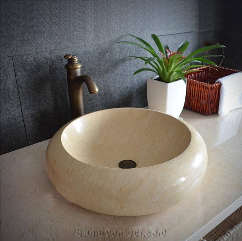 Botticino Classico Beige Marble Round Basin,Natural Stone Basin, Kitchen Sinks, Bathroom Sinks, Wash Bowls,China Hand Made Bathroom Washing Basin,Counter Top and Vanity Top Sink, Own Factory with Ce