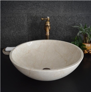 Botticino Classico Beige Marble Round Hand Made Basin,Natural Stone Basin, Kitchen Sinks, Bathroom Sinks, Wash Bowls,China Hand Made Bathroom Washing Basin,Counter Top and Vanity Top Sink, Own Factory