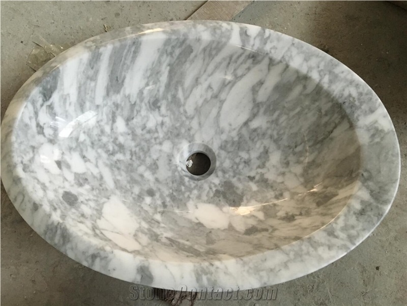 Carrara White Marble Round Basin,Natural Stone Basin, Kitchen Sinks, Bathroom Sinks, Wash Bowls,China Hand Made Bathroom Washing Basin,Counter Top and Vanity Top Sink, Own Factory with Ce