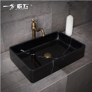 China Black Marquina Marble Square Basins,Natural Stone Wash Bowls,High Polished with Hand Made,Kitchen Sinks,Bathroom Sinks, Counter Top Sinks and Vanity Top Sinks, Own Factoy with Ce Sgs