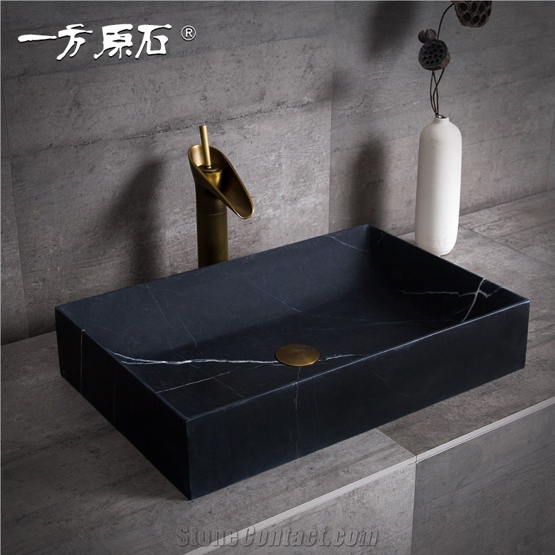 China Black Marquina Marble Square Basins,Natural Stone Wash Bowls,High Polished with Hand Made,Kitchen Sinks,Bathroom Sinks, Counter Top Sinks and Vanity Top Sinks, Own Factoy with Ce Sgs