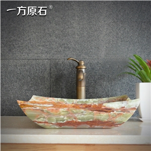 China Green Onyx Square Vessel Basin,Natural Stone Basin, Kitchen Sinks, Bathroom Sinks, Wash Bowls,China Hand Made Bathroom Washing Basin,Counter Top and Vanity Top Sink, Own Factory with Ce