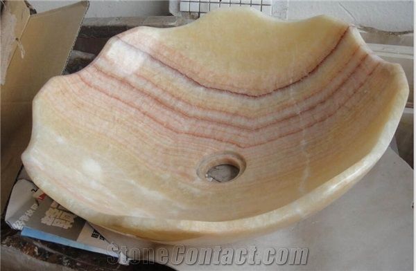 China Honey Yellow Onyx Bowl,Natural Stone Basin, Kitchen Sinks, Bathroom Sinks, Wash Bowls,China Hand Made Bathroom Washing Basin,Counter Top and Vanity Top Sink, Own Factory with Ce