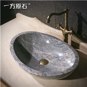 China Juparana Oval Basin,Natural Stone Basin, Kitchen Sinks, Bathroom Sinks, Wash Bowls,China Hand Made Bathroom Washing Basin,Counter Top and Vanity Top Sink, Own Factory with Ce
