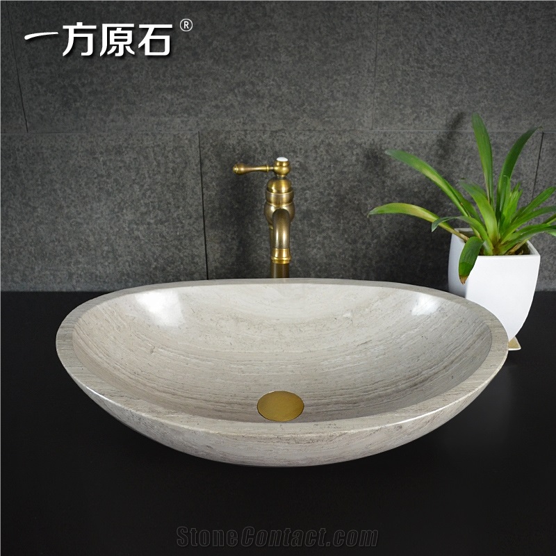 China Wooden White Marble Oval Basin,Natural Stone Basin, Kitchen Sinks, Bathroom Sinks, Wash Bowls,China Hand Made Bathroom Washing Basin,Counter Top and Vanity Top Sink, Own Factory with Ce