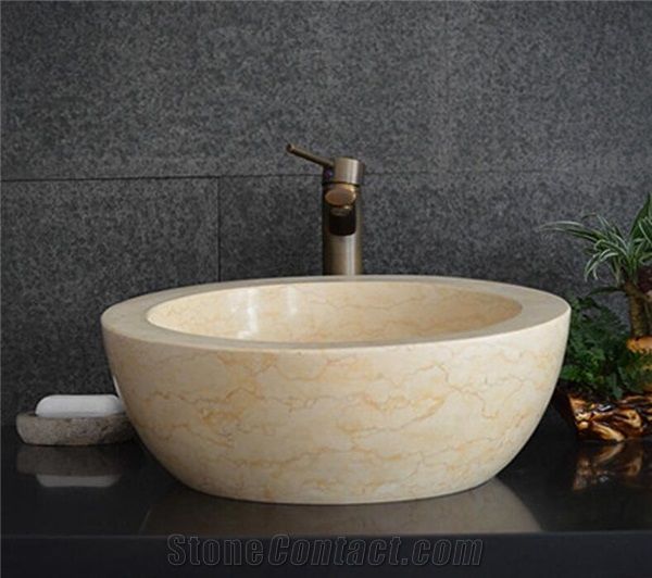 Egypt Beige Marble Round Sink Natural, Bathroom Vanity Top Cut To Size Egypt