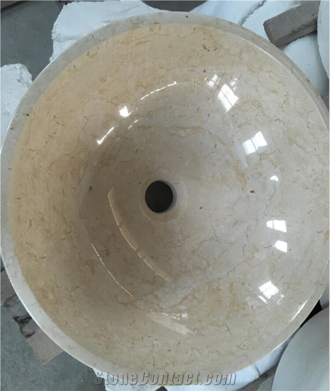 Egypt Beige Round Basin,Beige Marble Sink,Natural Stone Basin, Kitchen Sinks, Bathroom Sinks, Wash Bowls,China Hand Made Bathroom Washing Basin,Counter Top and Vanity Top Sink, Own Factory with Ce