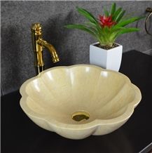 Egyptian Beige Marble Floriated Sink,Natural Stone Basin, Kitchen Sinks, Bathroom Sinks, Wash Bowls,China Hand Made Bathroom Washing Basin,Counter Top and Vanity Top Sink, Own Factory with Ce