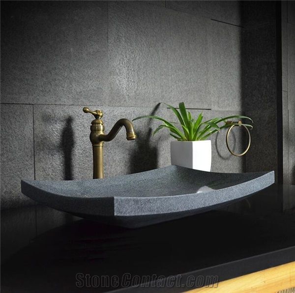 G654 Black and Middle Grey Granite Vessel Sink,Atural Stone Basin, Kitchen Sinks, Bathroom Sinks