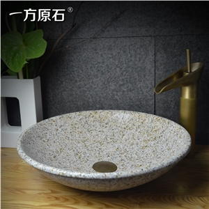 G682 Yellow Granite Round Sink,Natural Stone Basin, Kitchen Sinks, Bathroom Sinks, Wash Bowls,China Hand Made Bathroom Washing Basin,Counter Top and Vanity Top Sink, Own Factory with Ce