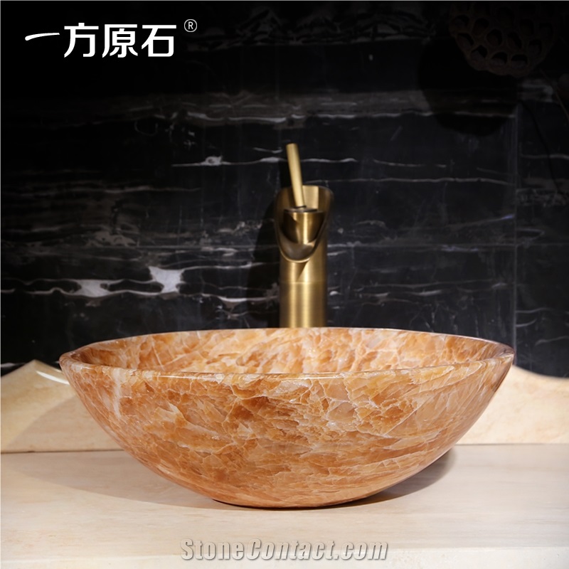 Iran Amber Onyx Round Basin, Red Color,Natural Stone Basin, Kitchen Sinks, Bathroom Sinks, Wash Bowls,China Hand Made Bathroom Washing Basin,Counter Top and Vanity Top Sink, Own Factory with Ce