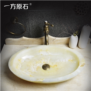Iran Yellow Onyx Oval Sink,Natural Stone Basin, Kitchen Sinks, Bathroom Sinks, Wash Bowls,China Hand Made Bathroom Washing Basin,Counter Top and Vanity Top Sink, Own Factory with Ce