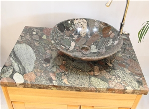 Multi Color Granite Basin,Natural Stone Basin, Kitchen Sinks, Bathroom Sinks, Wash Bowls,China Hand Made Bathroom Washing Basin,Counter Top and Vanity Top Sink, Own Factory with Ce