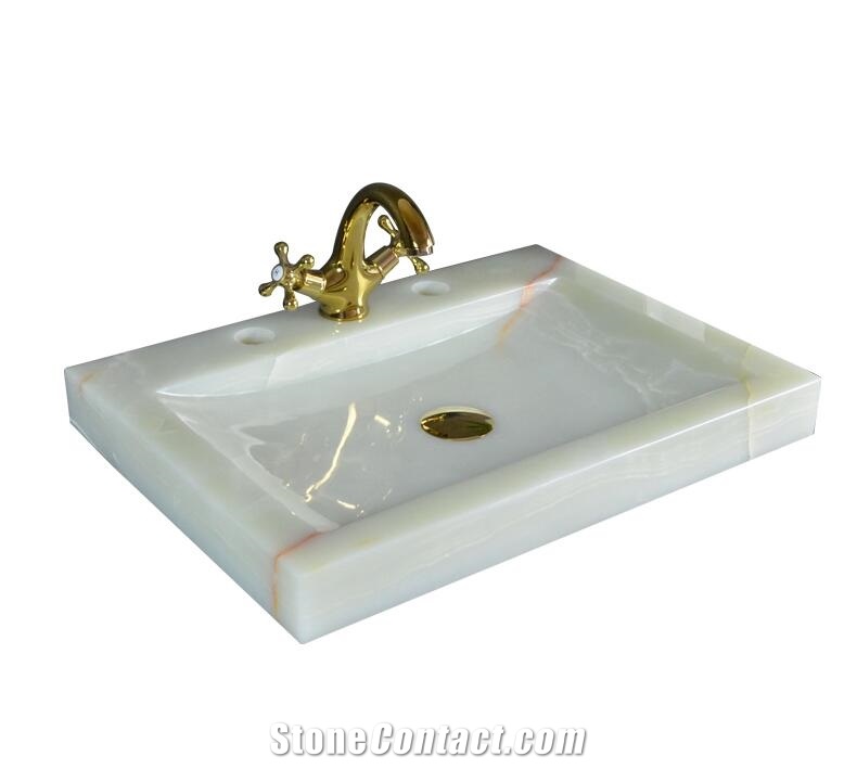 Onice Bianco White Onyx Rectangle Basin,Natural Stone Basin, Kitchen Sinks, Bathroom Sinks, Wash Bowls,China Hand Made Bathroom Washing Basin,Counter Top and Vanity Top Sink, Own Factory with Ce