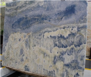 Pakistan Blue Onyx Aqua Gold Wall Background Big Slab Tile