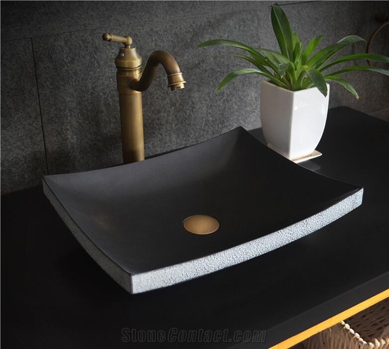 Shankxi Black Natrual Granite Square Sink,Natural Stone Basin, Kitchen Sinks, Bathroom Sinks, Wash Bowls,China Hand Made Bathroom Washing Basin,Counter Top and Vanity Top Sink, Own Factory with Ce