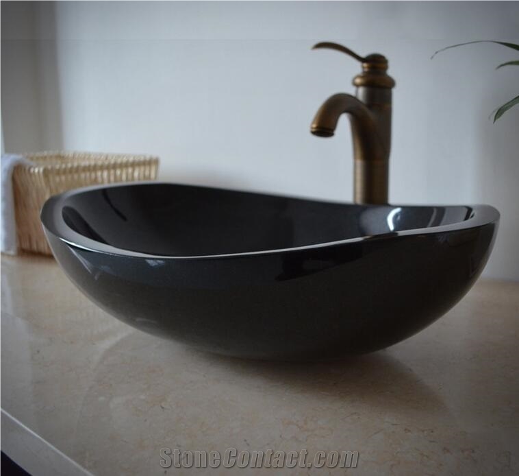 Shanxi Black Granite Oval Basin,Natural Stone Basin, Kitchen Sinks, Bathroom Sinks, Wash Bowls,China Hand Made Bathroom Washing Basin,Counter Top and Vanity Top Sink, Own Factory with Ce