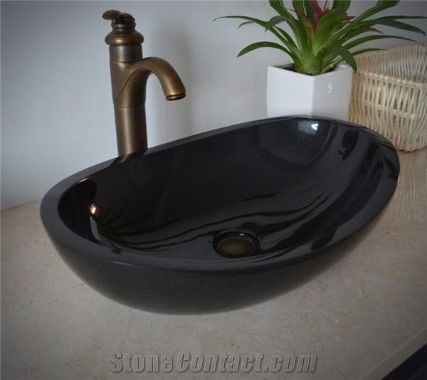 Shanxi Black Granite Oval Basin,Natural Stone Basin, Kitchen Sinks 