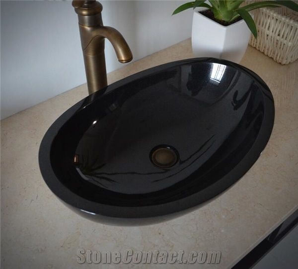 Shanxi Black Granite Oval Basin,Natural Stone Basin, Kitchen Sinks 