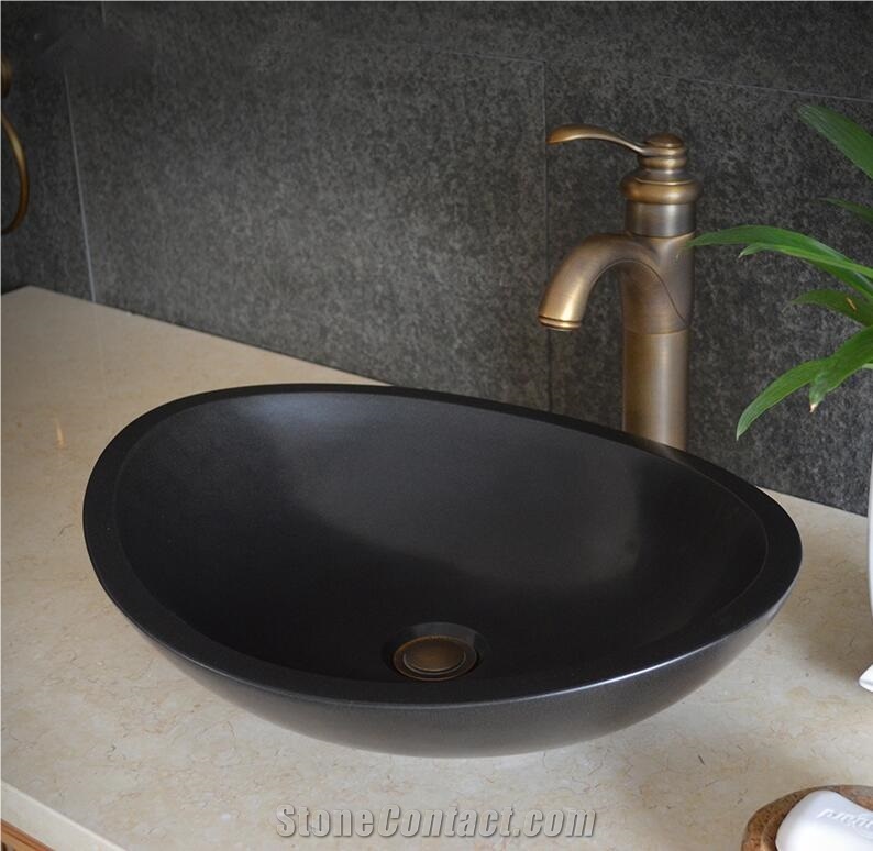 Shanxi Black Granite Oval Sink,Natural Stone Basin, Kitchen Sinks, Bathroom Sinks, Wash Bowls,China Hand Made Bathroom Washing Basin,Counter Top and Vanity Top Sink, Own Factory with Ce