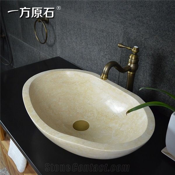 Sunny Beige Marble Oval Sink Natural Stone Basin Kitchen Sinks Bathroom Wash Bowls China Hand Made Washing Counter Top And Vanity Own Factory With Ce Stonecontact Com - Oval Countertop Bathroom Sinks