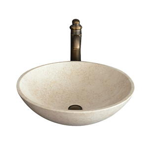 Sunny Beige Marble Round Wash Basin,Natural Stone Basin, Kitchen Sinks, Bathroom Sinks, Wash Bowls,China Hand Made Bathroom Washing Basin,Counter Top and Vanity Top Sink, Own Factory with Ce