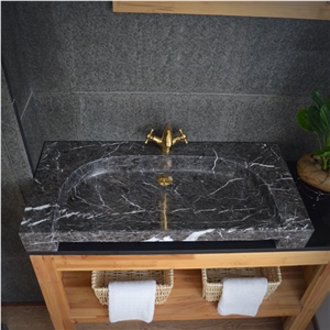 Turkey Grey Marble Rectangle Basin,Natural Stone Basin, Kitchen Sinks, Bathroom Sinks, Wash Bowls,China Hand Made Bathroom Washing Basin,Counter Top and Vanity Top Sink, Own Factory with Ce