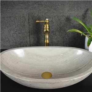 White Wooden Marble Oval Basins,Grey Wooden Grain Marble Basins, Light Grey Wood Grain Basin, Natural Stone Kitchen Sinks