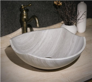 Wooden White Marble Round Basin,Natural Stone Basin, Kitchen Sinks, Bathroom Sinks, Wash Bowls,China Hand Made Bathroom Washing Basin,Counter Top and Vanity Top Sink, Own Factory with Ce