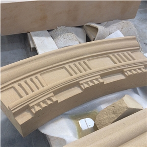 Beige Sandstone Sculpture Handcarved Sculptured Door Frame & Window Will
